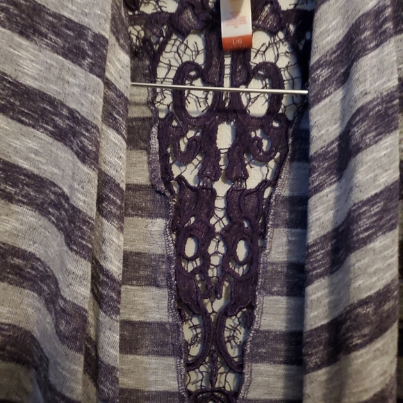 Purple Striped Lace No Boundaries Cardigan - Size L (11/13) - Picture 7 of 15